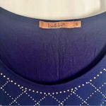 Belldini Midnight Blue and Gold Rhinestone Embellished Blouse Photo 2
