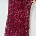 Alyce Paris  Deep Maroon Rhinestone Lace Mesh Cutouts Formal Long Dress Size 4 Photo 4