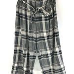 Anthropologie ett:twa Womens Crop Pants Wide Leg Plaid Tie Waist Black White 4 Photo 0
