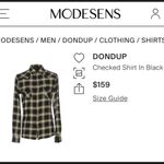 DONDUP Italian designer flannel button up logo black tan $200 grunge fall casual Size L Photo 1