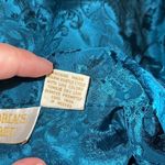 Victoria's Secret Teal Floral Satin Collared Pajama Shirt Nightgown/Top P/S Photo 4