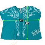 Catherines  Womens Embroidered Blouse Size 3X Teal Boho Floral Cottage Artsy Photo 6