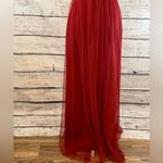 AMSALE Maxi Dress Tulle Formal Bridesmaid/Evening Crimson Photo 2