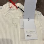 Courreges Logo Embroidered Ribbed Knit Crop Top White Photo 2