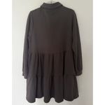 Natural Life  Sylvan Sweatshirt Dress Charcoal Tiered Button Down Long Sleeve L Photo 2