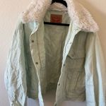 Levi's  Women's Sherpa Baby Baggy Trucker size XL Mint Green / Meadow Mist Photo 7