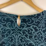 Dress Barn  Velvet Burnout Damask Print Top Size 2X Teal 3/4 Sleeve Boho Holiday‎ Photo 2
