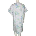 Miss Elaine Housecoat Womens Medium Blue Floral Seersucker Lightweight‎ Summer Photo 3
