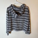 FP Beach  Free‎ People Striped Hooded Pullover Black Gray Size Large Photo 4