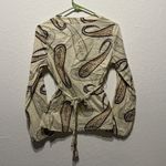 Mossimo Paisley Print Tie Back Blouse Women’s Small S Long Sleeve Boho Retro Top Yellow Photo 3