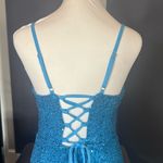 Women’s Blue Sequined Short Prom Party Homecoming Dress Ruffle Hem Size 8 Photo 5