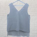 Antonio Melani Silk Top M Grey Lace Trim Sleeveless V-Neck Layered Blouse Photo 2