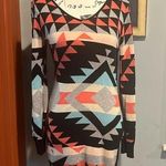 Pink Rose Aztec-Print Body-Con Sweater Dress (M) Photo 0