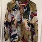 Anthropologie Vineet Bahl silk art print blouse Green Photo 0