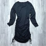 Black Long Sleeve Ruched Bodycon Midi Dress XL Photo 1