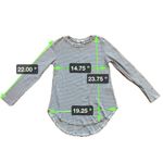 Cherish Black White Stripe Brown Elbow Patch Long Sleeve High Low Hem Tee Size M Photo 5