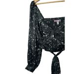 Urban Outfitters  Black Floral Maya Smocked Tie-Back Top Size Medium Photo 6