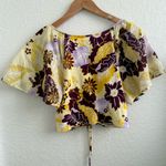 Anthropologie Maeve Cinched Floral Yellow and Burgundy Top Size Medium M Photo 6