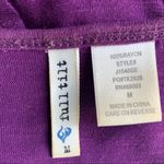 Full Tilt bright purple dolman sleeve deep V neck top with lace trim Photo 7