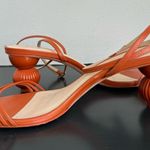 Anthropologie  Guilhermina Sculptural Orange Funky Heel Summer Sandal Size 9 / 40 Photo 2