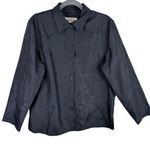 c.l.o.t.h.e.s Black Collared Long Sleeve Floral Beaded Sequin Button Up Size L Size L Photo 0