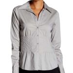 Vertigo Paris NWT $230 Vertigo Pleated Button Up Business Long Sleeve Dress Blouse XS Saks Photo 2