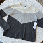 Design History  Modern Gray and White Crew Neck Sweater Photo 0