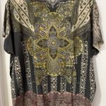 Boxy boho top with tiny metal stud trim Gray Size L Photo 2