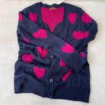 Valentine Hearts Love Sweetheart Cardigan Sweater The Classic Navy Pink Size L Blue Size L Photo 7