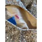 Mac Duggal  NWD Size Small Nude Silver Ruffle 3/4 Sleeve Sequin Bodysuit R26822 Photo 6