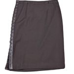 BCBGMAXAZRIA  Leather Trim Knee Length Pencil Skirt Brown Size 6 Photo 8