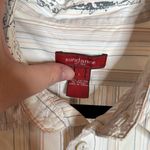 Sundance  White Striped Shirt with Gray Floral Accents 100% Cotton Size Large Photo 1