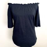 Philosophy Black Ruffle Neck Off The Shoulder Top Photo 2