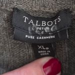 Talbots  100% Cashmere Mock Neck Sweater Cable Knit Army Green Size XL P NEW Work Photo 2