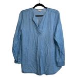 J.Jill  Denim Medium Chambray Wash Split Neck Tunic Top Photo 0