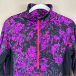RBX Black & Purple Abstract Floral 1/2 Zip Athletic Pullover M Size M Photo 3