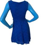 Alfani  sheath dress‎ eye lace floral belted royal blue- Size M Photo 3