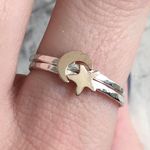 Handmade mixed metals moon + star ring set Photo 0