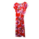 NWT Lulus Have Love Will Travel Coral Red Floral Gauze Wrap Midi Dress Size XL Photo 3