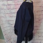 J.Crew blue black heavy sweatshirt with tassel and back zipper size large Photo 2