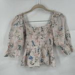 Saylor  Top Women Small Pink Floral Clover Blouse MSRP:$219 Boho Summer Smocked Photo 2