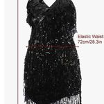 Victray Belly Dance Skirt Fringe Sequin Skirt Tassel Sparkly Skirts Party Dress Black Size undefined Photo 1