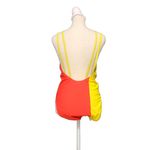 Juicy Couture Scoop Back Coral/Yellow Colorblock One Piece Strappy Swimsuit Photo 1