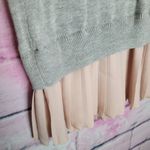 Skies Are Blue  GRAY KNIT SWEATER WITH BABY PINK PLEATED TRIM M Photo 6