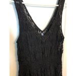 Free People sheer black floral lace mini dress with a beaded v-neck Photo 6