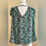 Philosophy  Blue Red Pink Black Floral Print. Sleeveless Ruffle Cut Out Back Sz S Photo 4