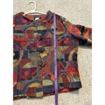 Sharon Endick Size S Multi Color Tapestry Jacket‎ Three Button Closure Artsy Red Photo 5