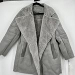 Calvin Klein Faux Shearling Coat Outerwear Gray Size Large NWT Photo 2