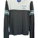 Aeropostale  Logo Gray Crew Neck Jersey Knit Top Size M Long‎ Sleeve Soft Photo 0