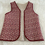 Handmade Vintage Reversible Quilted Vest Womens Boho Retro Cottagecore Red White Photo 0